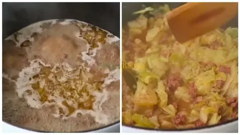 Add Broth and Bring to Boil & Cook the Cabbage