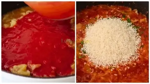 Add Tomatoes and Simmer & Add Rice and Parsley