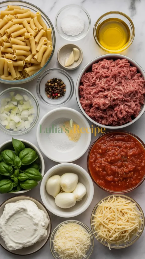 BJ’s Baked Ziti Recipe Ingredients