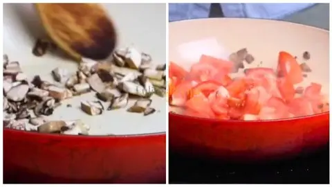 Prepare the Mushroom-Tomato Base & Build the Cream Sauce