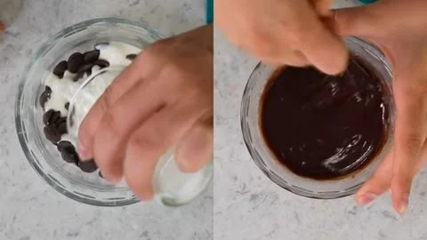 Create the Chocolate Ganache Swirl & Beat the Cream Cheese Base