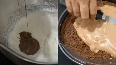 Incorporate Melted Chocolate & Layer the Cake