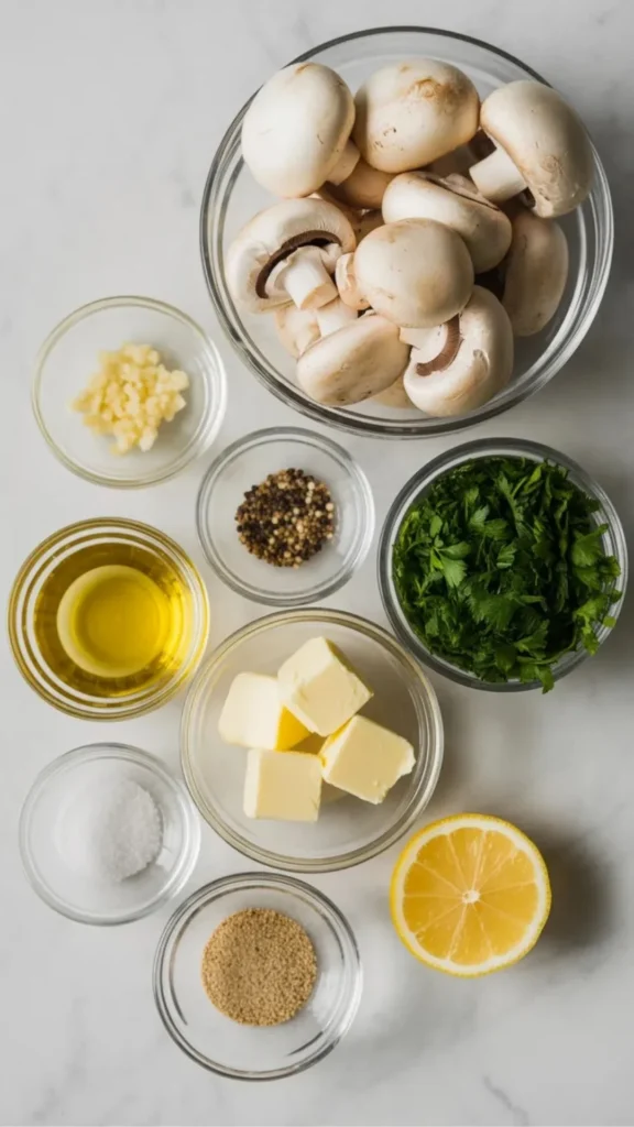 Ingredients for Fresh Kitchen Basil Mushroom