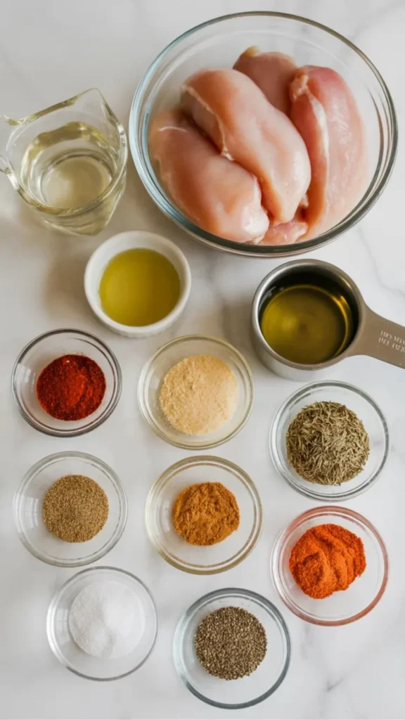 Ingredients for Fresh Kitchen Blackened Chicken