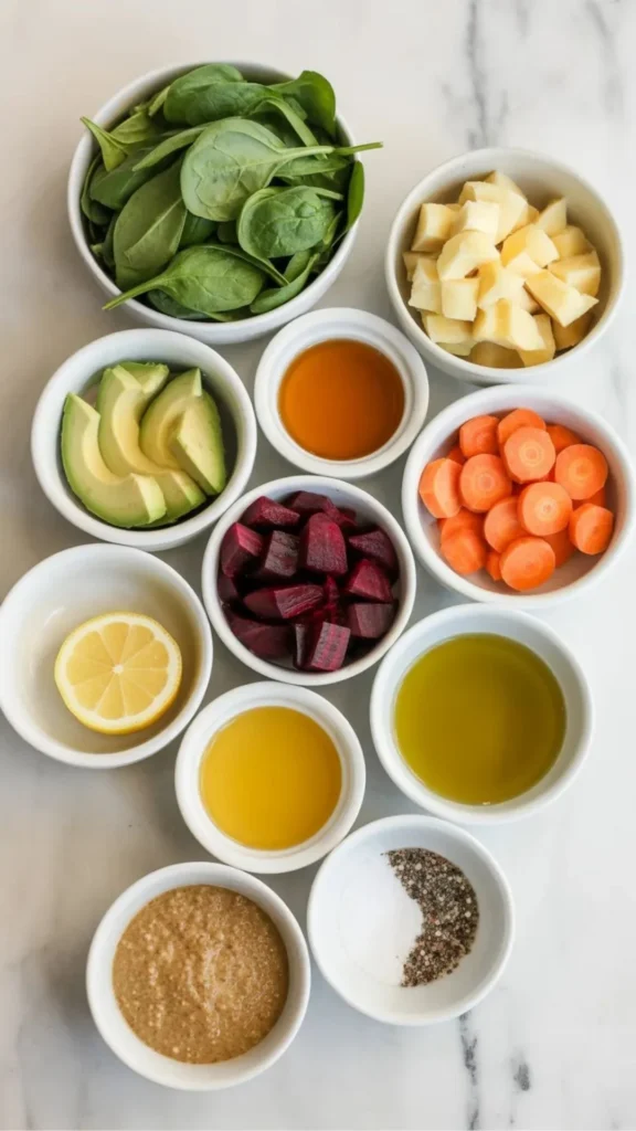 Ingredients for Fresh Kitchen Spinach Salad