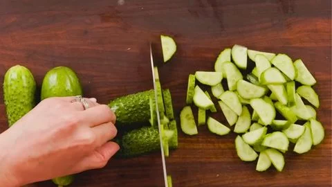 Slice the cucumbers
