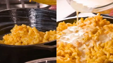 Assembling the Baked Mac and Cheese