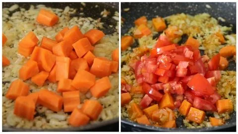 Cook the garlic and carrots