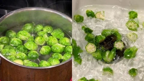 Blanch the Sprouts & Ice Bath and Dry