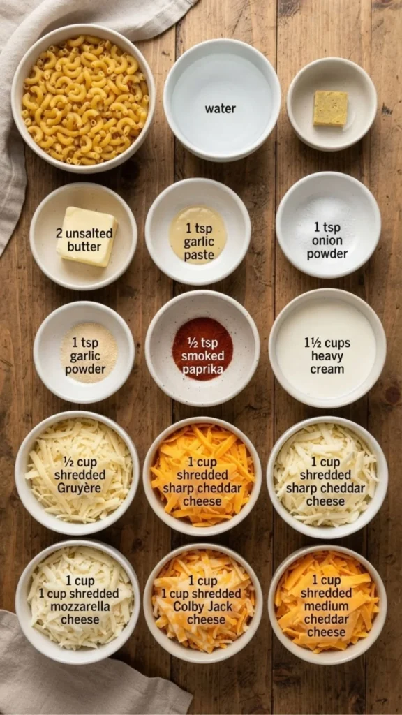 Kimmys Kreations Mac and Cheese Ingredients
